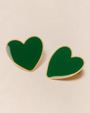 Les boucles d'oreilles Big Love - émail vert et or fin 24 carats