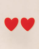 Les boucles d'oreilles Big Love - émail rouge et or fin 24 carats