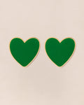 Les boucles d'oreilles Big Love - émail vert et or fin 24 carats