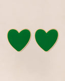 Les boucles d'oreilles Big Love - émail vert et or fin 24 carats