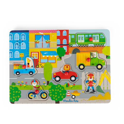 Puzzle sonore en bois La ville - Les Popipop