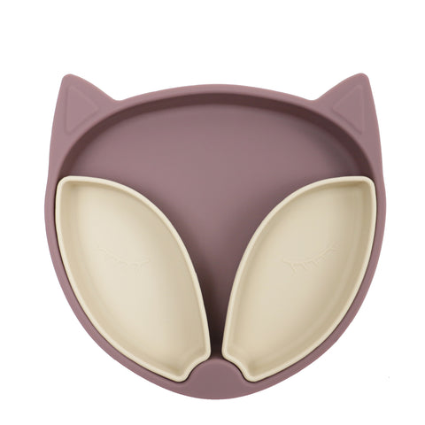 Assiette compartimentée en silicone - Renard Lilas