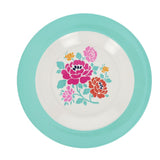 Assiette en mélamine à fleurs turquoise Datcha