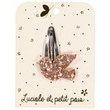 Barrette colombe - Glitter rose
