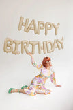 Ballon en aluminium - Happy Birthday doré