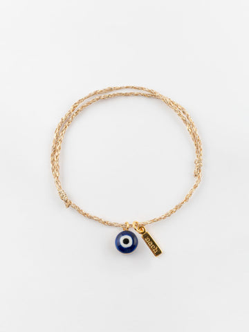 Bracelet corde dorée Oeil bleu - Nach