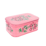 Boite métallique rose à fleurs