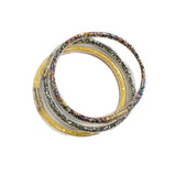 3 bracelets multicolores jaune argenté paillettes - Bonton
