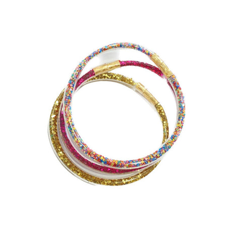 3 bracelets multicolores rose paillettes - Bonton