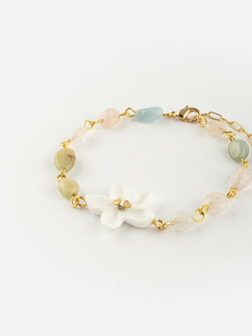 Bracelet Jasmin et perles de morganite naturelle