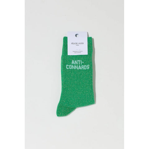 Chaussettes Anti connard Vert paillettes - Félicie Aussi