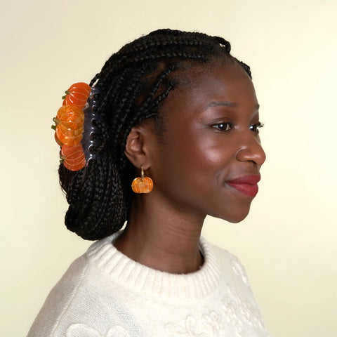 Grande pince à cheveux citrouille