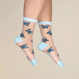 Chaussettes transparentes Papillon bleu - Coucou Suzette