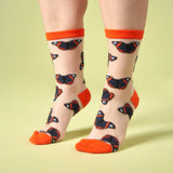 Chaussettes transparentes Papillon noir - Coucou Suzette