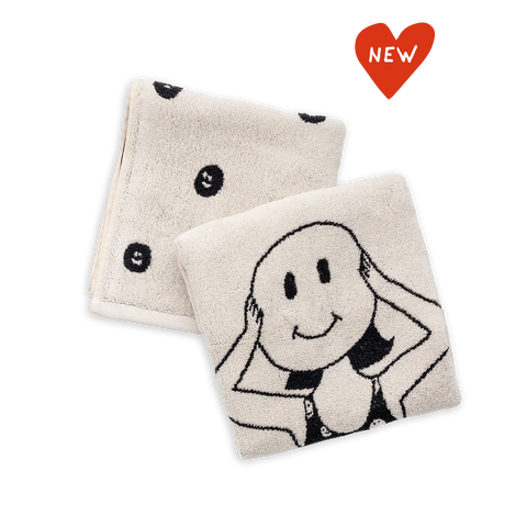 Lot de 2 serviettes de bain Smiley girl - Hand towels set Smiley girl