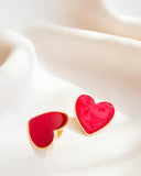 Les boucles d'oreilles Big Love - émail rouge et or fin 24 carats