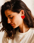 Les boucles d'oreilles Big Love - émail rouge et or fin 24 carats