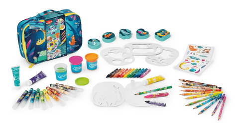 Valisette de création Jungle Fever pour bébé – Peinture, coloriage, pâte à modeler – Dès 2 ans