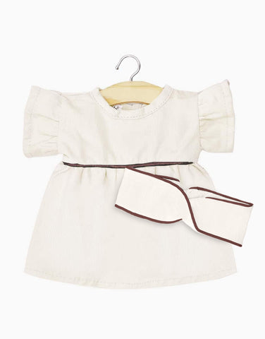 Robe Daisy en milleraie écru avec passepoil lurex - Minikane