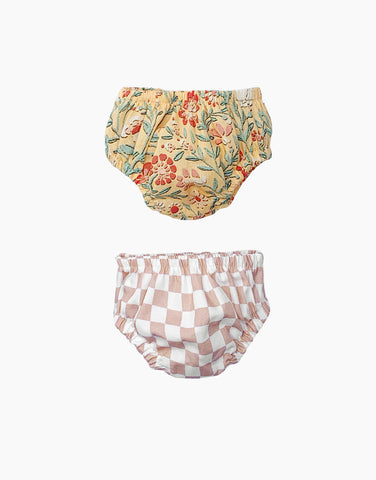 Lot de 2 culottes Charlotte Lapin bohème / damier rose et blanc