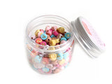 Pot perles lettres – couleurs chaudes