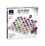Jeu de dames multicolore en bois