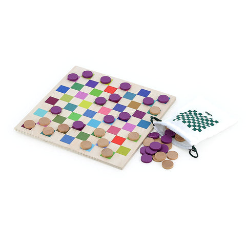 Jeu de dames multicolore en bois