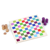 Jeu de dames multicolore en bois