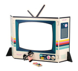 Télévision vintage en bois, jeu d’imitation et d’expression