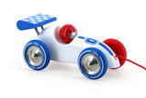 Voiture de course à tirer - blanche