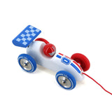 Voiture de course à tirer - blanche