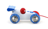 Voiture de course à tirer - blanche