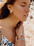 Puces d'oreilles Coquillage bleu et or