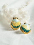 Puces d'oreilles Coquillage bleu et or