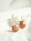 Puces d'oreilles Coquillage rose et or