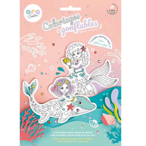 Coloriages Gonflables – 2 Sirènes à colorier et strass