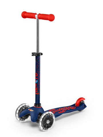 Trottinette 3 roues Mini Micro Deluxe - Bleu Marine et rouge LED