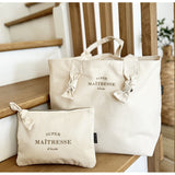 Trousse écru "Super maitresse d'école"