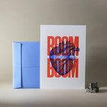 Carte Letterpress - Boom Boom rouge