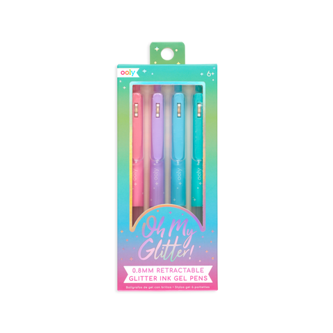 4 stylos rétractables Arc en ciel - Oh my glitter !