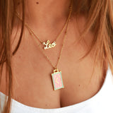 Collier en or moon story coral
