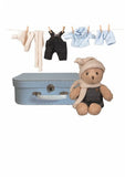 Morris et ses habits dans une valise