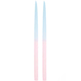 Bougies longues et fines 28 cm, dip dye, bleu/rose