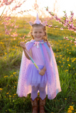 Cape de licorne arc-en-ciel avec serre-tête 4-6 ans