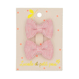 Barrettes mini papillon - Rayé rose