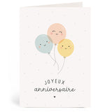 Carte double joyeux anniversaire ballons