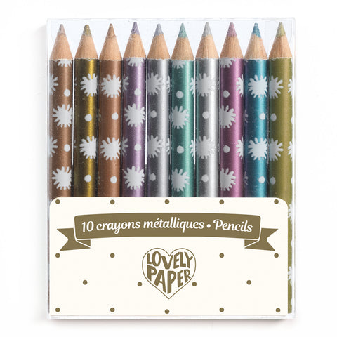 10 crayons de couleurs métalliques