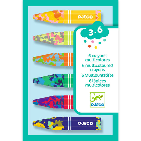 6 crayons multicolores