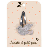 Barrette colombe - Glitter argent