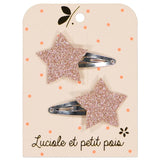 Barrettes étoiles - Glitter rose